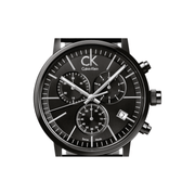  Shop Authentic Calvin Klein Post Minimal Chronograph Black Dial Black Leather Strap Watch for Men - K7627401 - Luxxuri