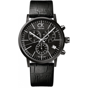  Shop Authentic Calvin Klein Post Minimal Chronograph Black Dial Black Leather Strap Watch for Men - K7627401 - Luxxuri