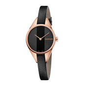  Shop Authentic Calvin Klein Rebel Black Dial Black Leather Strap Watch for Women - K8P236C1 - Luxxuri