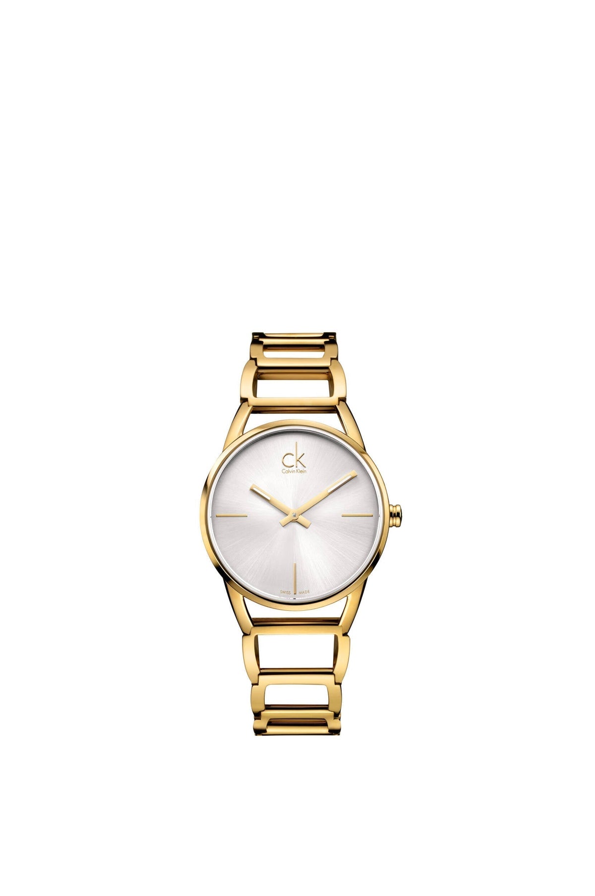  Shop Authentic Calvin Klein Stately Silver Dial Gold Steel Strap Watch for Women - K3G23526 - Luxxuri