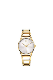  Shop Authentic Calvin Klein Stately Silver Dial Gold Steel Strap Watch for Women - K3G23526 - Luxxuri