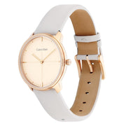  Shop Authentic Calvin Klein City Silver Dial White Leather Strap Watch for Women - K2G236X6 - Luxxuri