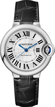 Shop Authentic Cartier Ballon Bleu de Cartier Silver Dial Black Leather Strap Watch for Men - WSBB0026 - Luxxuri