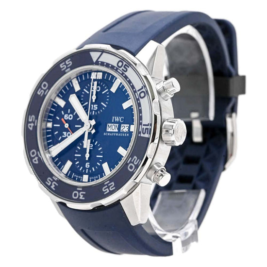  Shop Authentic IWC Aquatimer Chronograph Blue Dial Blue Rubber Strap Watch for Men - IW376711 - Luxxuri