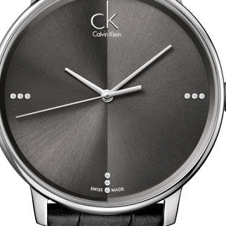  Shop Authentic Calvin Klein Accent Black Dial Black Leather Strap Watch for Men - K2Y2X1CU - Luxxuri