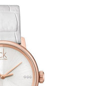  Shop Authentic Calvin Klein Accent White Dial White Leather Strap Watch for Women - K2Y2Y6KW - Luxxuri