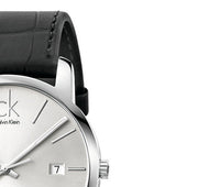  Shop Authentic Calvin Klein City Date Silver Dial Black Leather Strap Watch for Men - K2G2G1C6 - Luxxuri