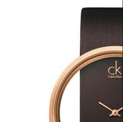  Shop Authentic Calvin Klein Glam Transparent Dial Brown Leather Strap Watch for Women - K9423303 - Luxxuri