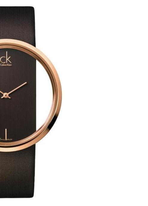  Shop Authentic Calvin Klein Glam Transparent Dial Brown Leather Strap Watch for Women - K9423303 - Luxxuri
