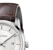  Shop Authentic Calvin Klein Infinity Silver Dial Brown Leather Strap Watch for Men - K5S341G6 - Luxxuri