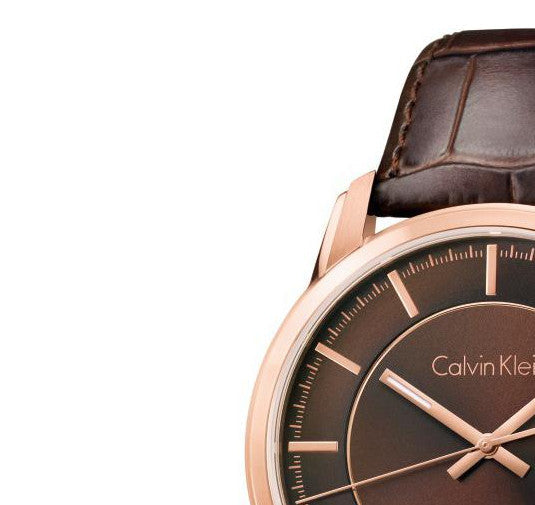  Shop Authentic Calvin Klein Infinity Brown Dial Brown Leather Strap Watch for Men - K5S346GK - Luxxuri