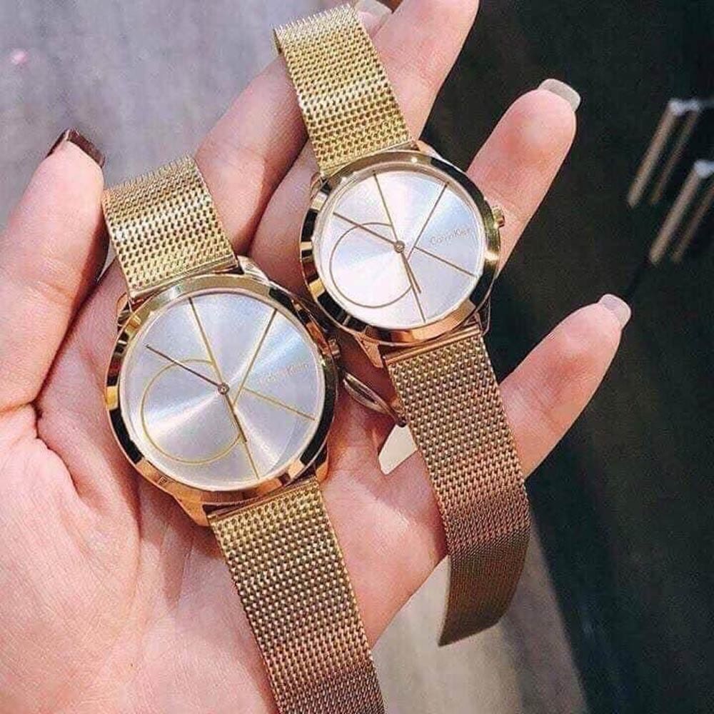  Shop Authentic Calvin Klein Minimal Silver Dial Gold Mesh Bracelet Watch for Women - K3M22526 - Luxxuri