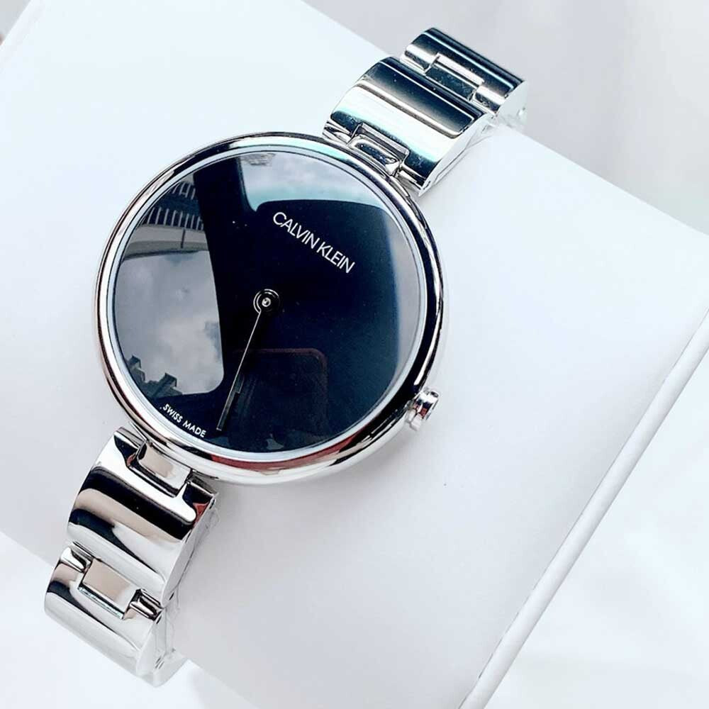  Shop Authentic Calvin Klein Wavy Black Dial Silver Steel Strap Watch for Women - K9U23141 - Luxxuri