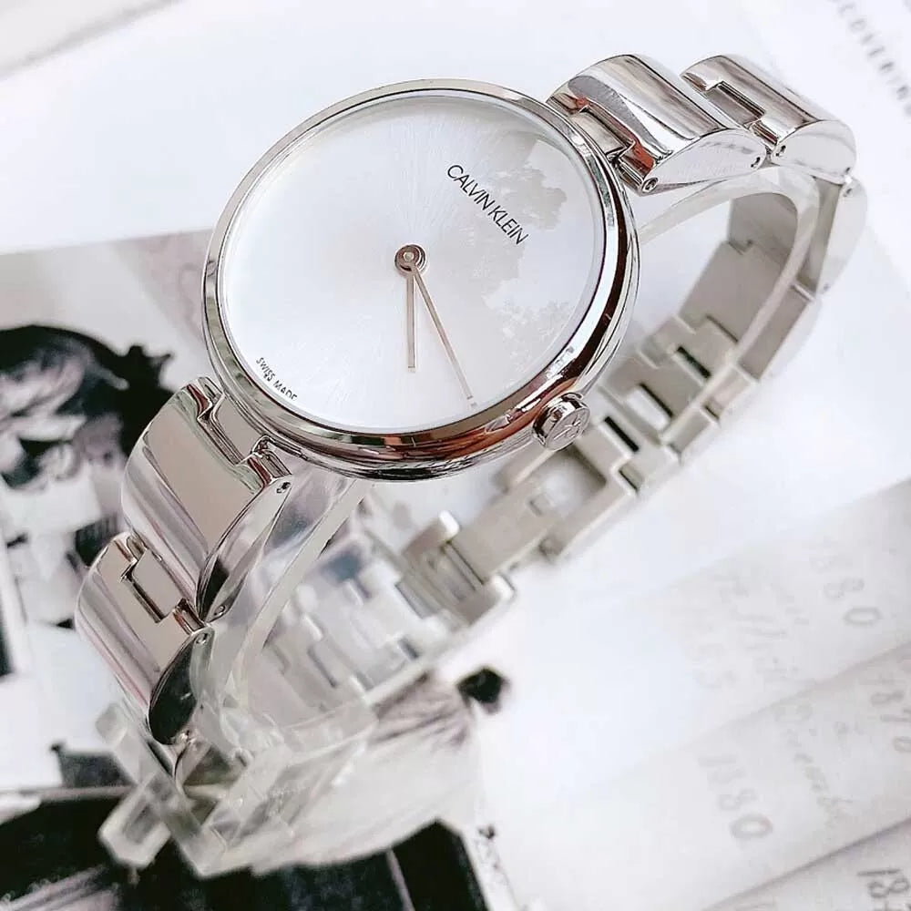  Shop Authentic Calvin Klein Wavy Silver Dial Silver Steel Strap Watch for Women - K9U23146 - Luxxuri