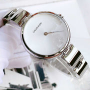  Shop Authentic Calvin Klein Wavy Silver Dial Silver Steel Strap Watch for Women - K9U23146 - Luxxuri