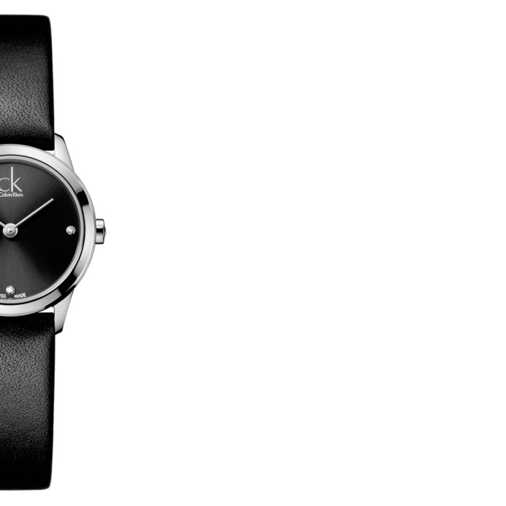  Shop Authentic Calvin Klein Minimal Black Dial Black Leather Strap Watch for Women - K3M231CS - Luxxuri