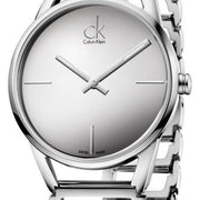  Shop Authentic Calvin Klein Stately Silver Dial Silver Steel Strap Watch for Women - K3G23128 - Luxxuri