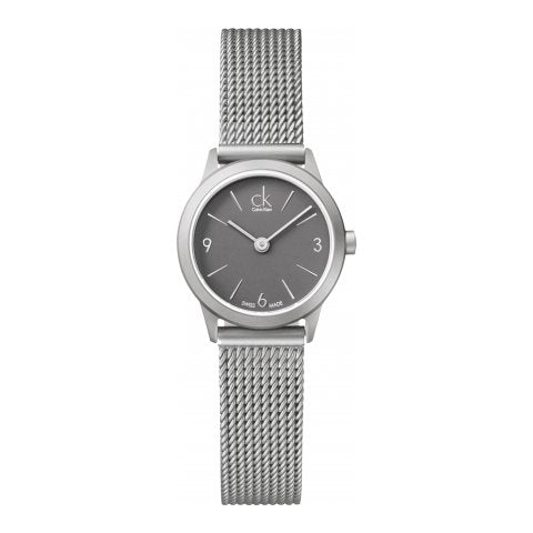  Shop Authentic Calvin Klein Minimal Grey Dial Silver Mesh Bracelet Watch for Women - K3M53154 - Luxxuri