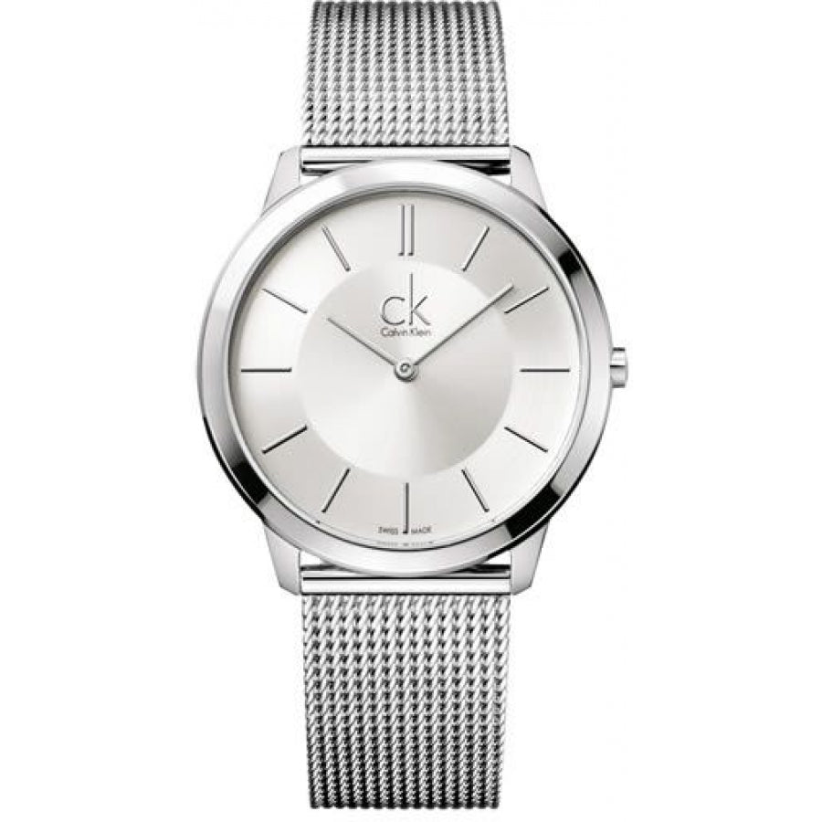  Shop Authentic Calvin Klein Minimal White Dial Silver Mesh Bracelet Watch for Men - K3M2112Y - Luxxuri