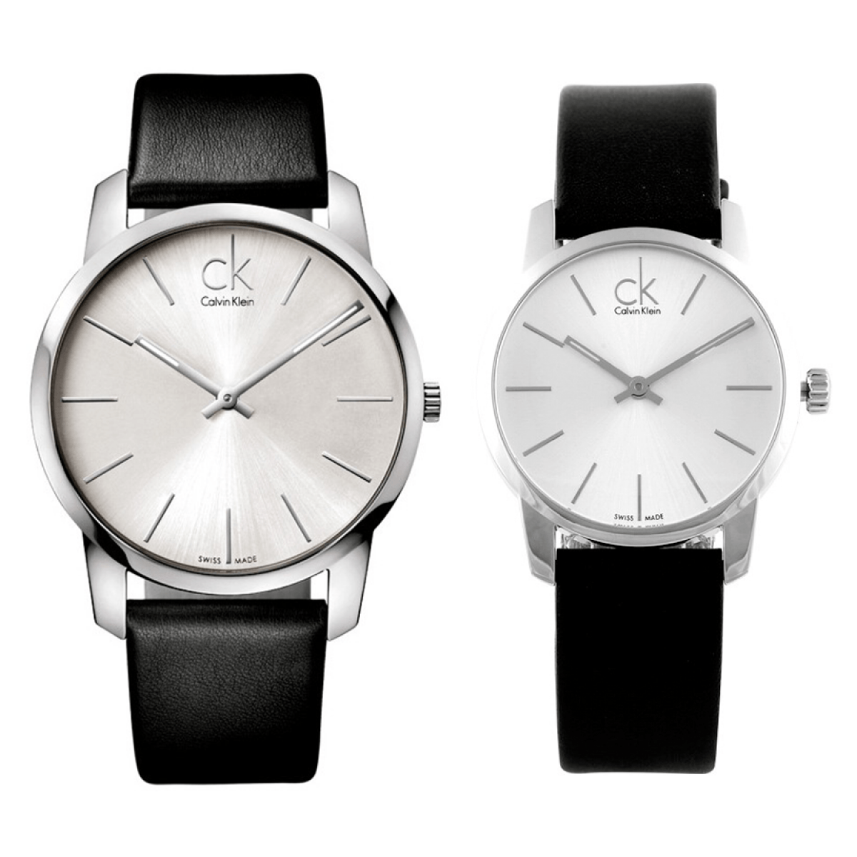  Shop Authentic Calvin Klein City Silver Dial Black Leather Strap Watch For Women - K2G231C6 - Luxxuri