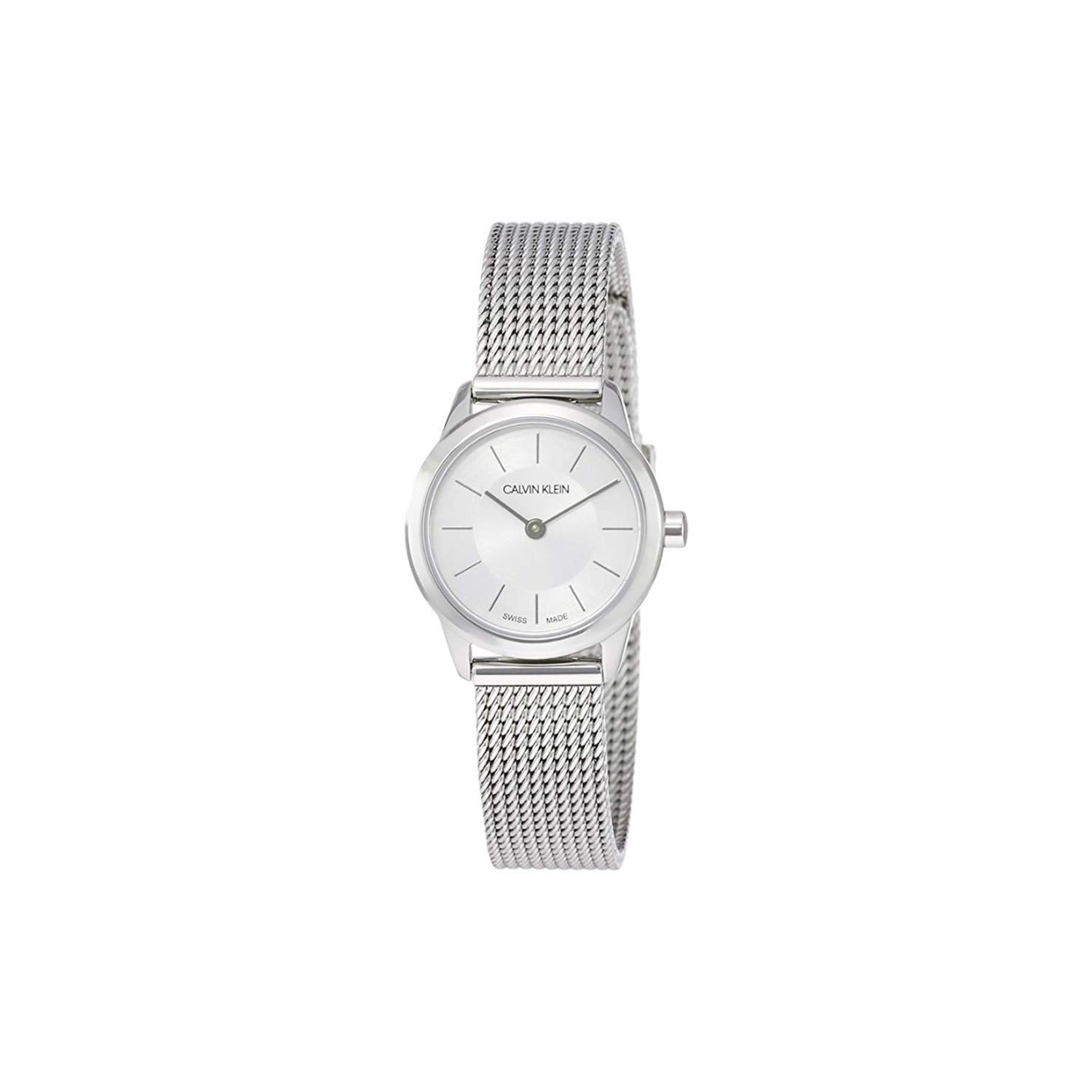  Shop Authentic Calvin Klein Minimal White Dial Silver Mesh Bracelet Watch for Women - K3M23126 - Luxxuri