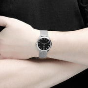  Shop Authentic Calvin Klein Minimal Black Dial Silver Mesh Bracelet Watch for Women - K3M52151 - Luxxuri