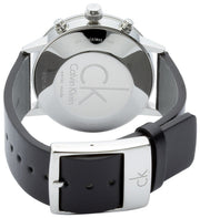  Shop Authentic Calvin Klein Post Minimal Chronograph Black Dial Black Leather Strap Watch for Men - K7627107 - Luxxuri