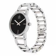  Shop Authentic Calvin Klein Stately Black Dial Silver Steel Strap Watch for Women - K3G23121 - Luxxuri