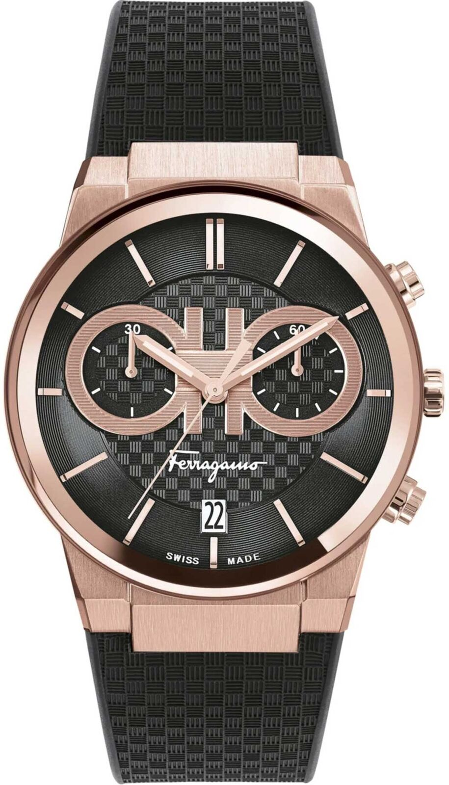  Shop Authentic Salvatore Ferragamo Sapphire Chrono Black Dial Black Rubber Strap Watch for Men - SFME00721 - Luxxuri