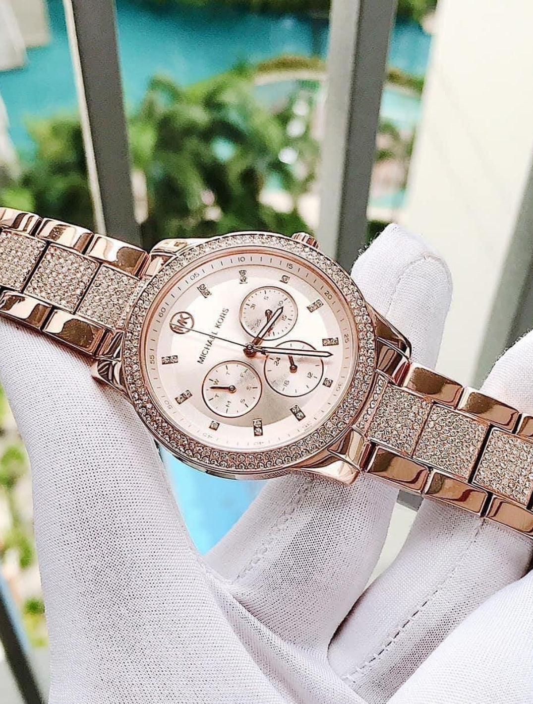  Shop Authentic Michael Kors Tibby Chronograph Crystals Rose Gold Dial Rose Gold Steel Strap Watch For Women - MK6826 - Luxxuri