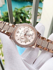  Shop Authentic Michael Kors Tibby Chronograph Crystals Rose Gold Dial Rose Gold Steel Strap Watch For Women - MK6826 - Luxxuri