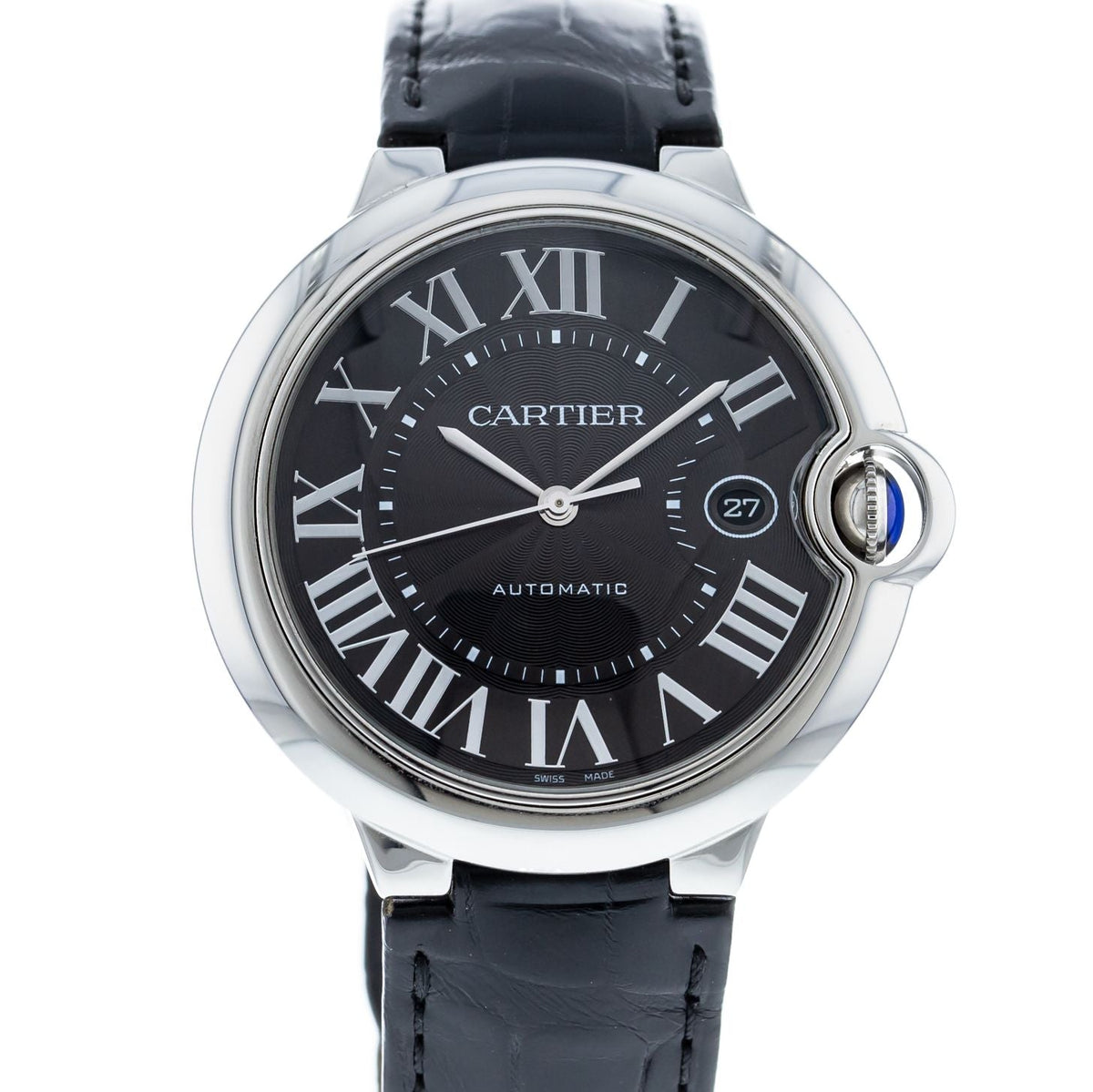  Shop Authentic Cartier Ballon Bleu De Cartier Black Dial Black Leather Strap Watch for Men - WSBB0003 - Luxxuri