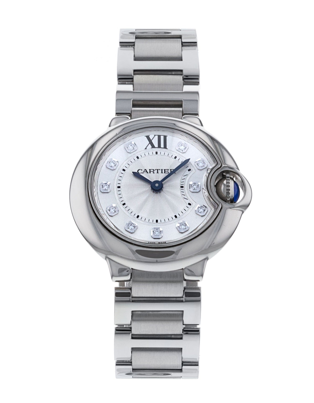  Shop Authentic Cartier Ballon Bleu de Cartier Diamonds Silver Dial Silver Steel Strap Watch for Women - WE902073 - Luxxuri