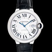  Shop Authentic Cartier Ballon Bleu de Cartier Silver Dial Black Leather Strap Watch for Men - WSBB0026 - Luxxuri