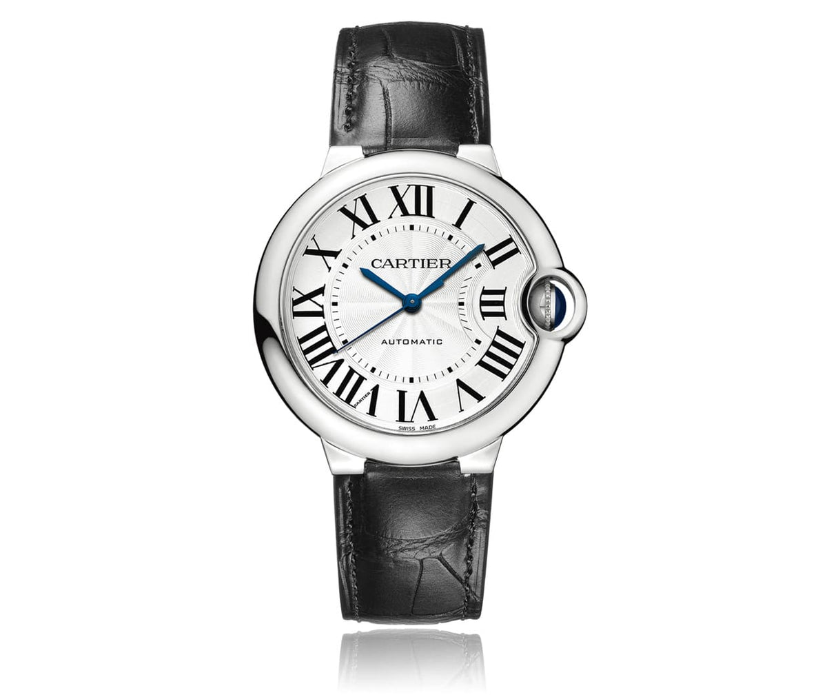 Shop Authentic Cartier Ballon Bleu De Cartier Silver Dial Black Leather Strap Watch for Women - WSBB0028 - Luxxuri