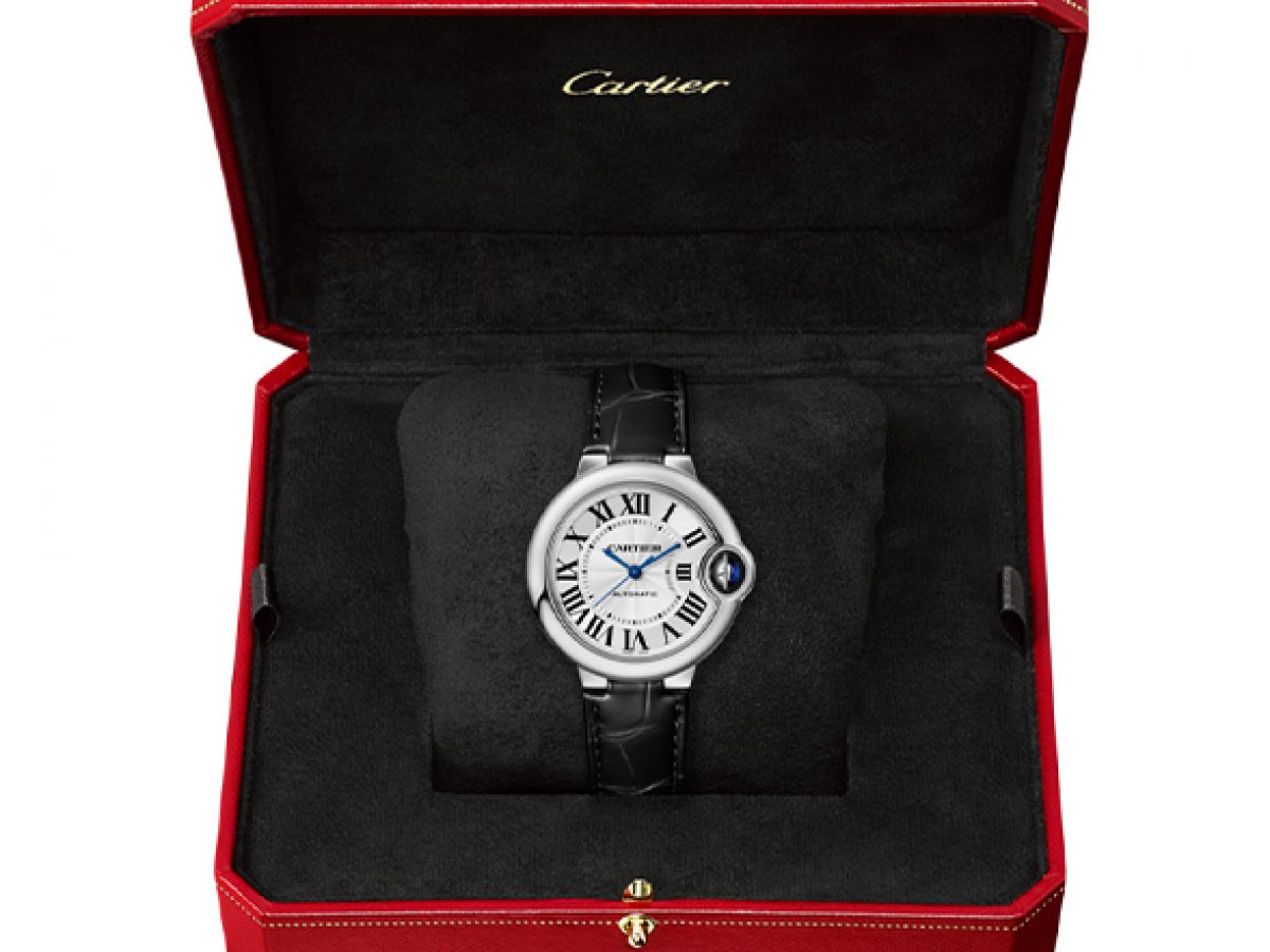  Shop Authentic Cartier Ballon Bleu De Cartier Silver Dial Black Leather Strap Watch for Women - WSBB0030 - Luxxuri