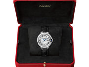  Shop Authentic Cartier Ballon Bleu De Cartier Silver Dial Black Leather Strap Watch for Women - WSBB0030 - Luxxuri