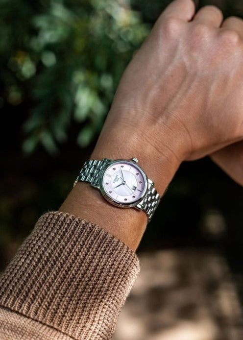  Shop Authentic Tissot T Classic Carson Premium Lady Mother of Pearl Pink Dial Silver Steel Strap Watch For Women - T122.210.11.159.00 - Luxxuri