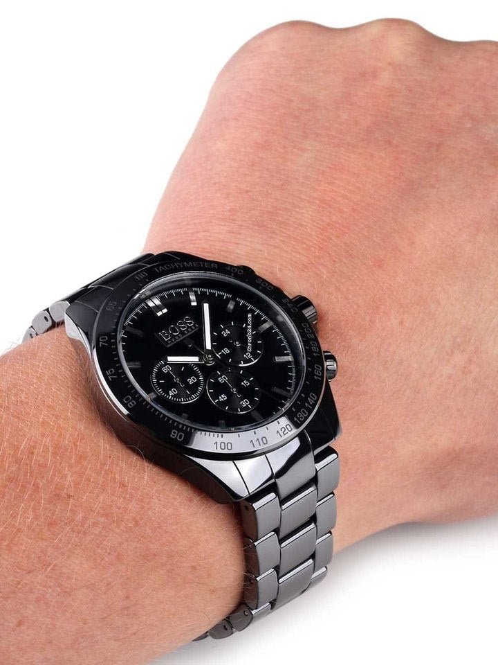  Shop Authentic Hugo Boss Ikon Chronograph Black Dial Black Steel Strap Watch for Men - 1512961 - Luxxuri
