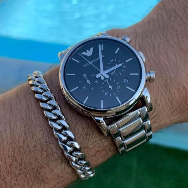  Shop Authentic Emporio Armani Luigi Black Dial Silver Steel Strap Watch For Men - AR1894 - Luxxuri