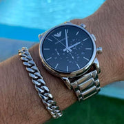  Shop Authentic Emporio Armani Luigi Black Dial Silver Steel Strap Watch For Men - AR1894 - Luxxuri