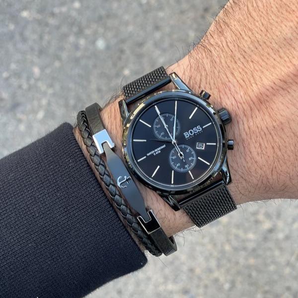 Shop Authentic Hugo Boss Associate Black Dial Black Mesh Bracelet Watch for Men - 1513769 - Luxxuri