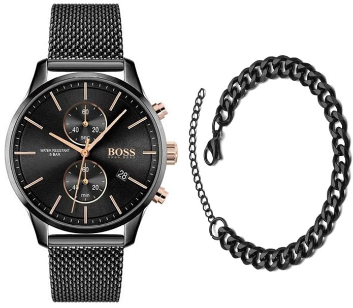  Shop Authentic Hugo Boss Associate Black Dial Black Mesh Bracelet Watch for Men - 1513811 - Luxxuri