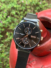  Shop Authentic Hugo Boss Associate Black Dial Black Mesh Bracelet Watch for Men - 1513811 - Luxxuri