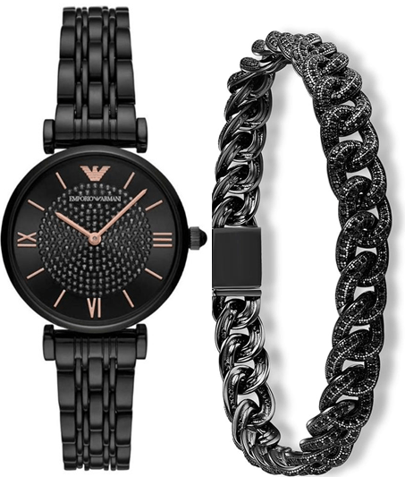  Shop Authentic Emporio Armani Gianni T Bar All Black Diamond Dial Watch For Women - AR11245 - Luxxuri