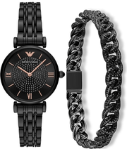  Shop Authentic Emporio Armani Gianni T Bar All Black Diamond Dial Watch For Women - AR11245 - Luxxuri
