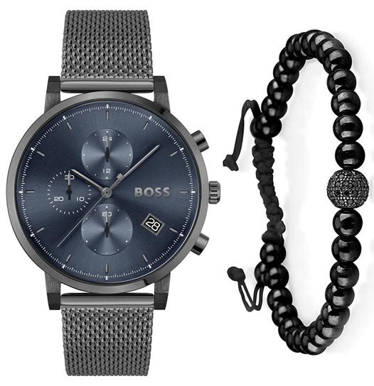  Shop Authentic Hugo Boss Skymaster Chronograph Grey Dial Grey Mesh Bracelet Watch for Men  - 1513934 - Luxxuri