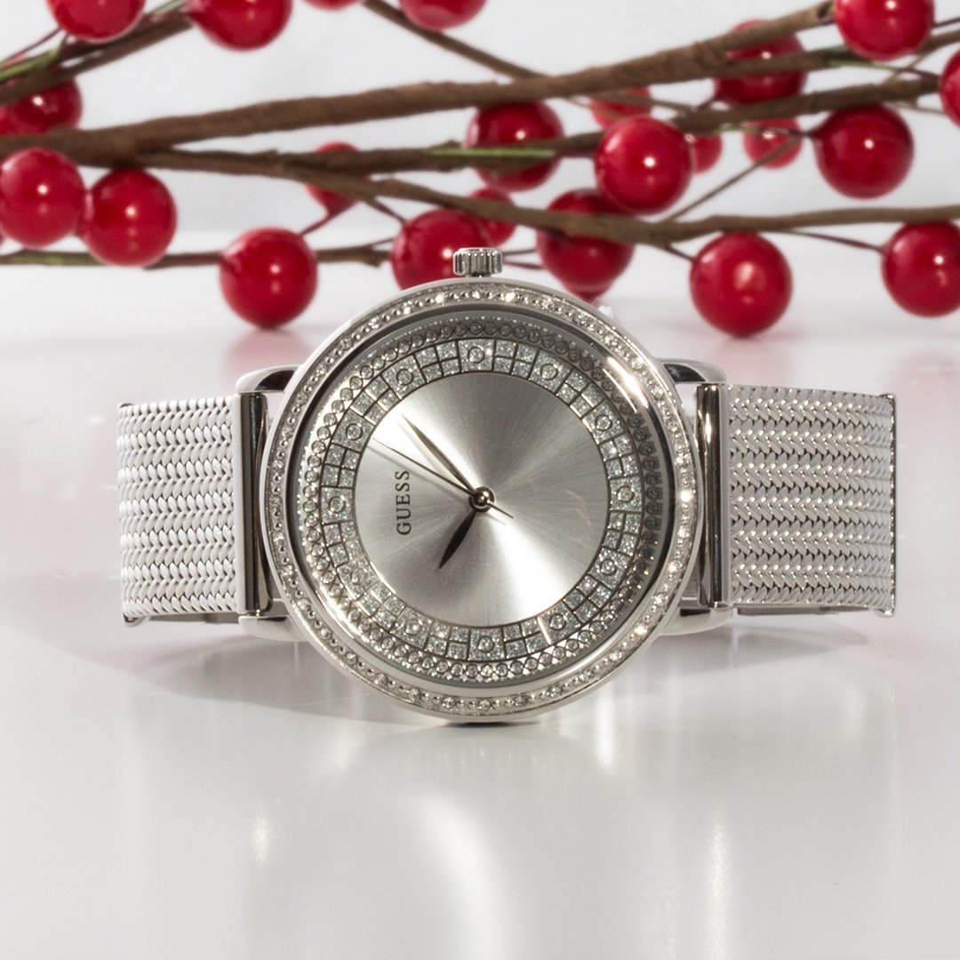  Shop Authentic Guess Quartz Silver Dial Willow Stainless Steel Mesh Bracelet Watch For Women - W0836L2 - Luxxuri