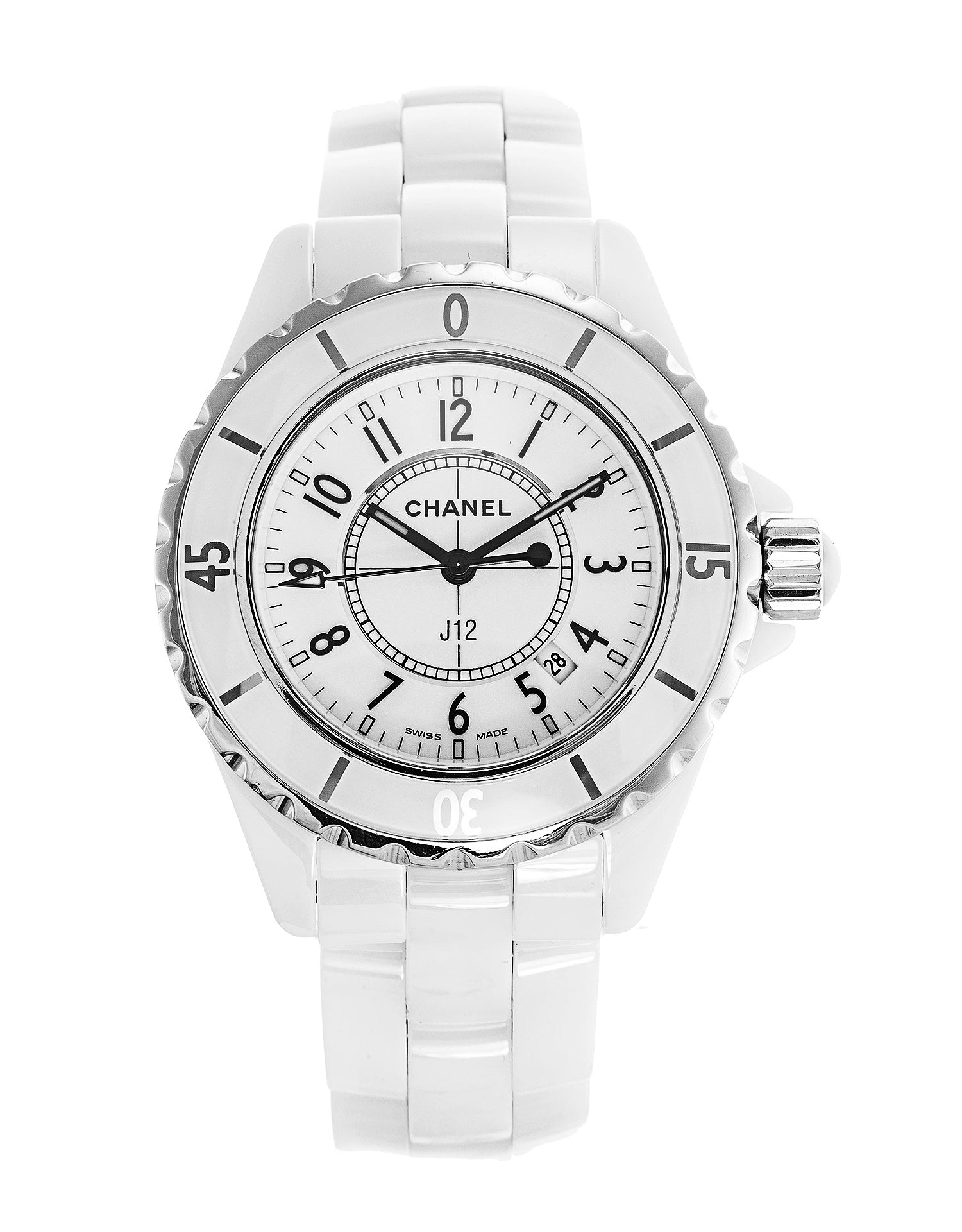  Shop Authentic Chanel J12 Ceramic White Dial White Steel Strap Watch for Women - J12 H0968 - Luxxuri
