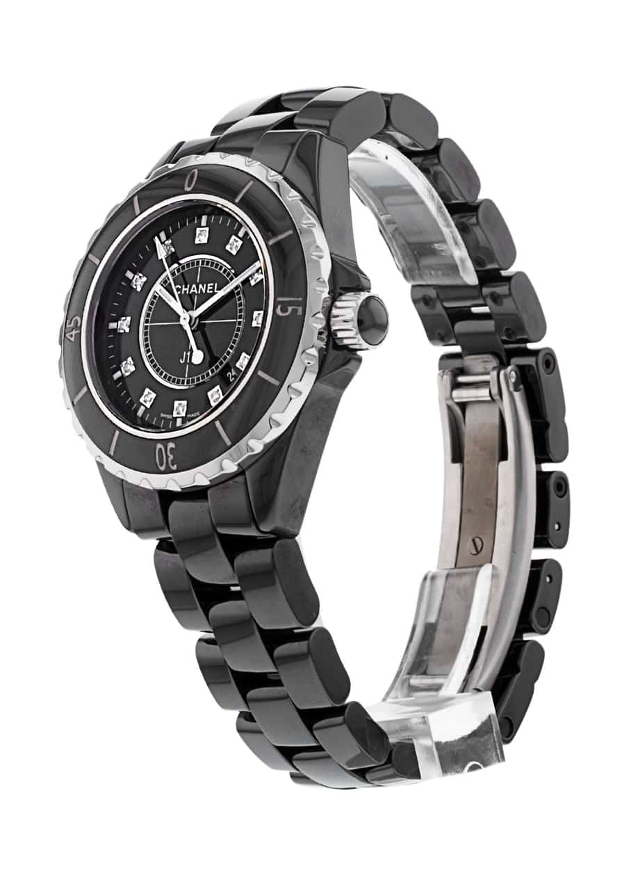  Shop Authentic Chanel J12 Quartz Diamonds Black Dial Black Steel Strap Watch for Women - J12 H1625 - Luxxuri